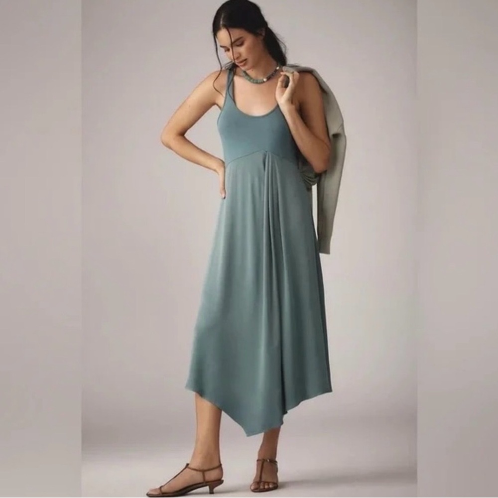 Anthropologie Sleeveless Gemini Midi Dress Size Medium in Green